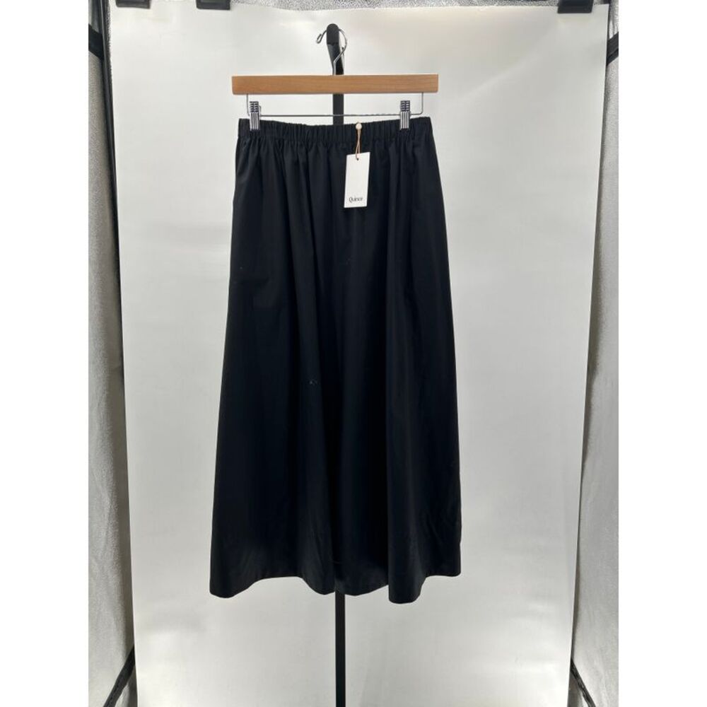 Quince Womens 100% Organic Cotton Poplin Aline Maxi Skirt Black Basic XS